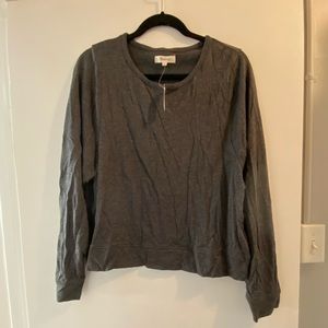 NWT Madewell Cropped Long Sleeve Grey T-shirt SzXL